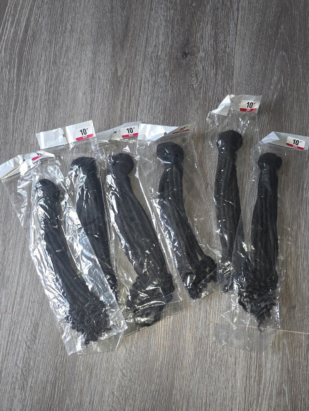 Black Synthetic Braiding Hair Extensions - 10" Pack of 6